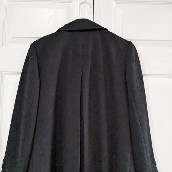 Chico's Women's Beaded Coat Black Size 1 (Small), Textured Pattern, Pleated Back - Picture 9 of 15